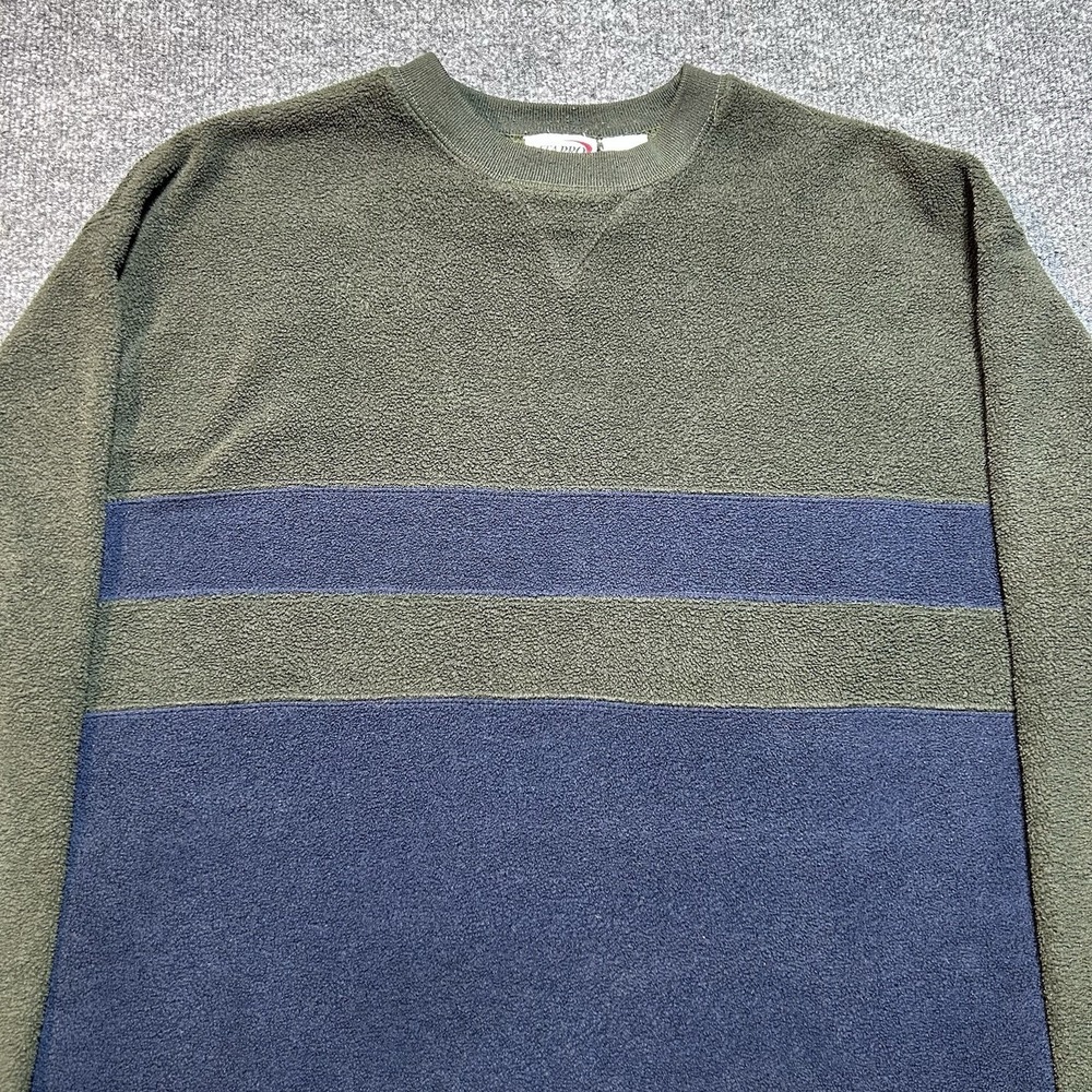 Vintage MTA Pro Striped Pattern Sweatshirt Medium Dark Green Crewneck 90s Blue